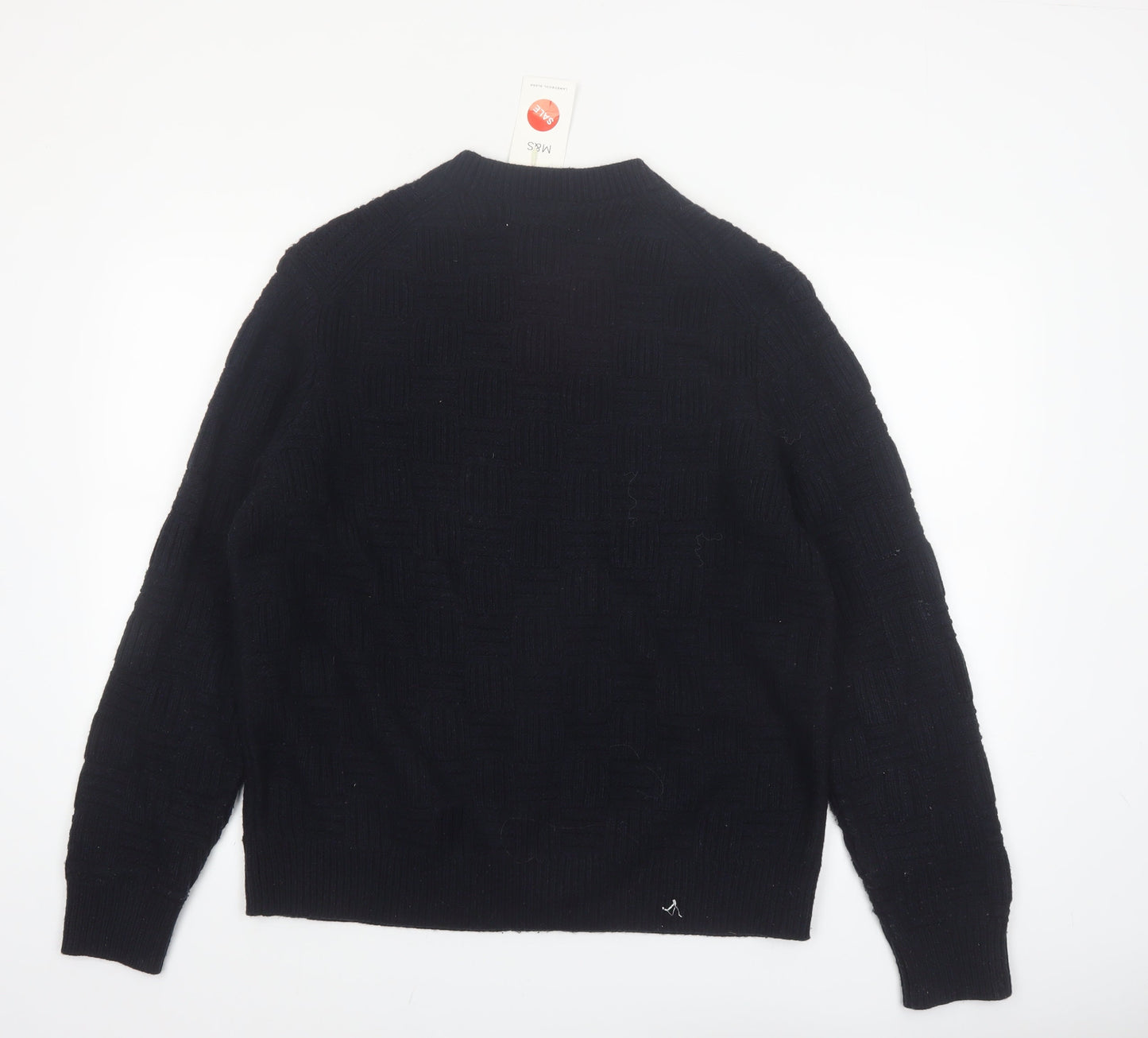 Marks and Spencer Mens Black Lambswool Blend Crew Neck Jumper L