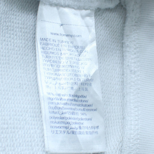 Tommy Hilfiger Women White Small Sweatshirt Crew Neck Logo Cotton
