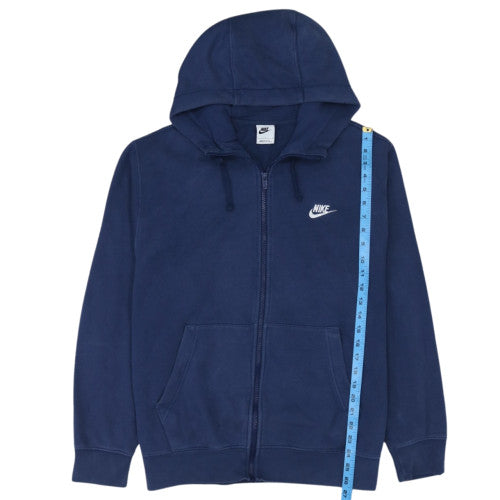 Nike Men's Blue Full Zip Hoodie L Cotton Blend Fleece