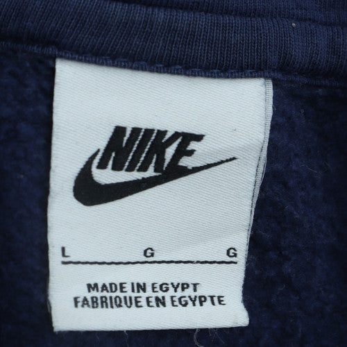 Nike Men's Blue Full Zip Hoodie L Cotton Blend Fleece