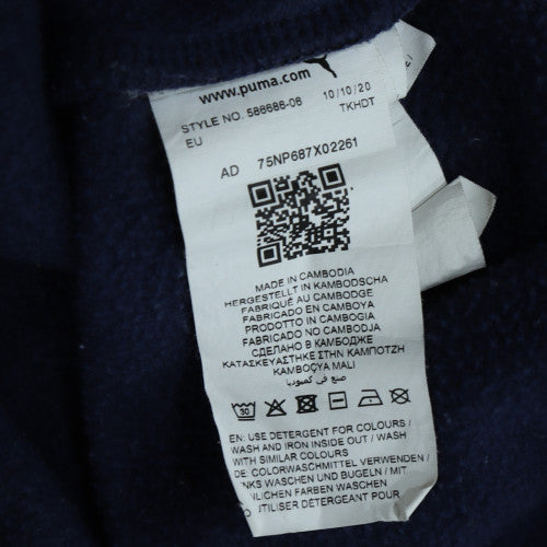 Puma Men's Blue Pullover Hoodie L Logo Fleece Sportswear