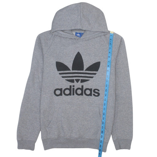 Adidas Mens Grey Hoodie M Pullover Fleece Graphic Logo Sweatshirt