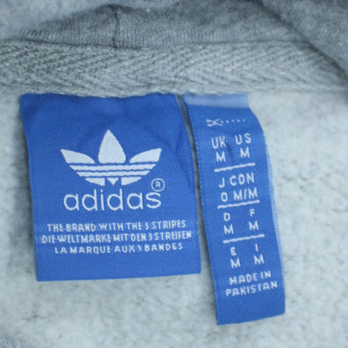Adidas Mens Grey Hoodie M Pullover Fleece Graphic Logo Sweatshirt