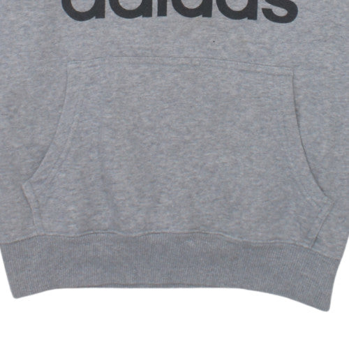 Adidas Mens Grey Hoodie M Pullover Fleece Graphic Logo Sweatshirt