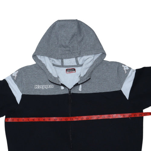 Kappa Men's Grey Black Full Zip Hoodie 2XL Logo Sports Sweatshirt