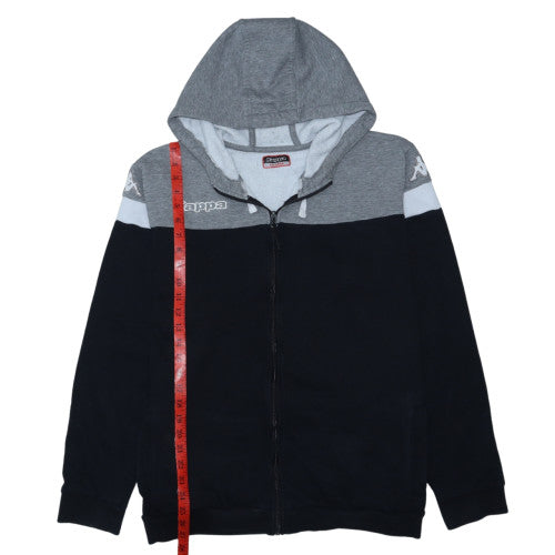Kappa Men's Grey Black Full Zip Hoodie 2XL Logo Sports Sweatshirt
