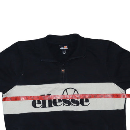Back view of Ellesse women’s black 1/4 zip pullover sweatshirt uk 14 logo cotton blend