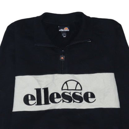 Additional view of Ellesse women’s black 1/4 zip pullover sweatshirt uk 14 logo cotton blend