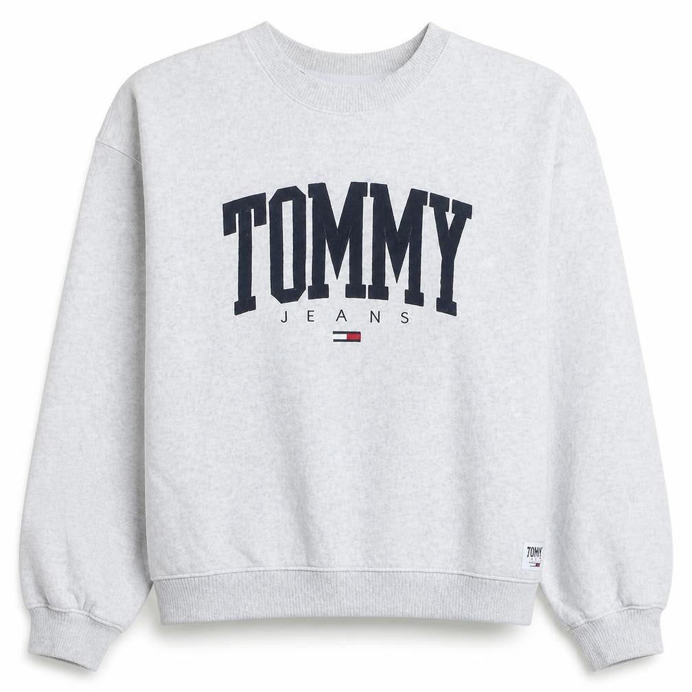 Tommy Jeans Women's Grey Cotton Blend Pullover Sweatshirt Size L