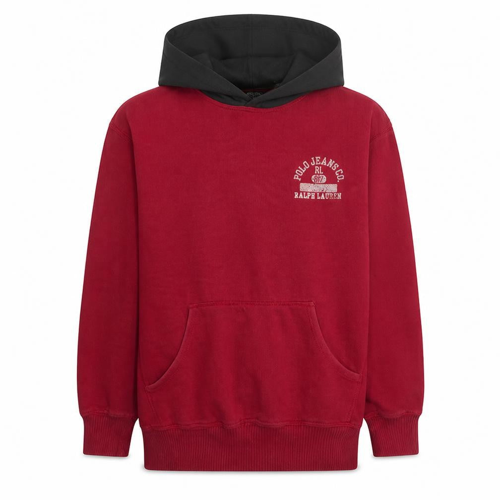 Ralph Lauren Polo Jeans Red Hoodie Men's M Pullover Fleece