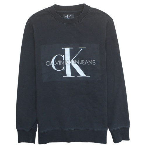 Calvin Klein Jeans Men's Black Small Pullover Logo Sweatshirt