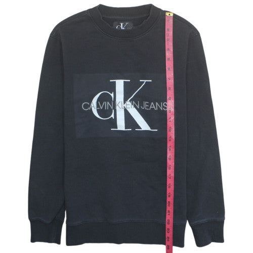 Calvin Klein Jeans Men's Black Small Pullover Logo Sweatshirt