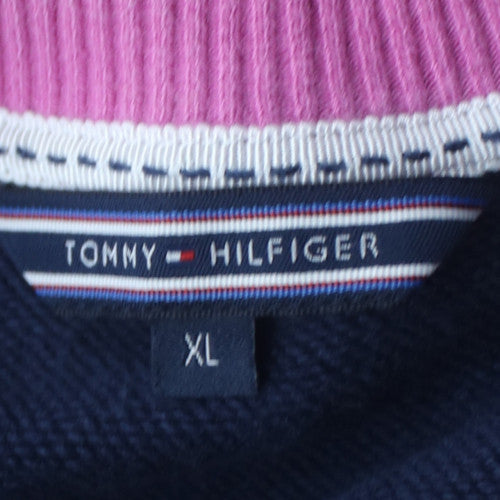 Tommy Hilfiger Womens Navy XL Pullover Sweatshirt Crew Neck Logo Print