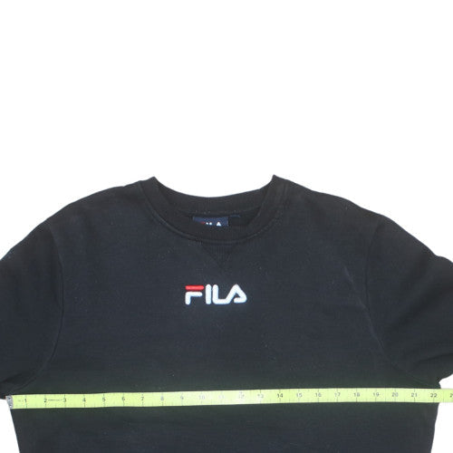 FILA Mens Black Pullover Sweatshirt M Regular Fit Fleece Crew Neck