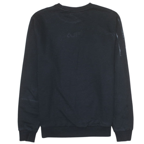 FILA Mens Black Pullover Sweatshirt M Regular Fit Fleece Crew Neck