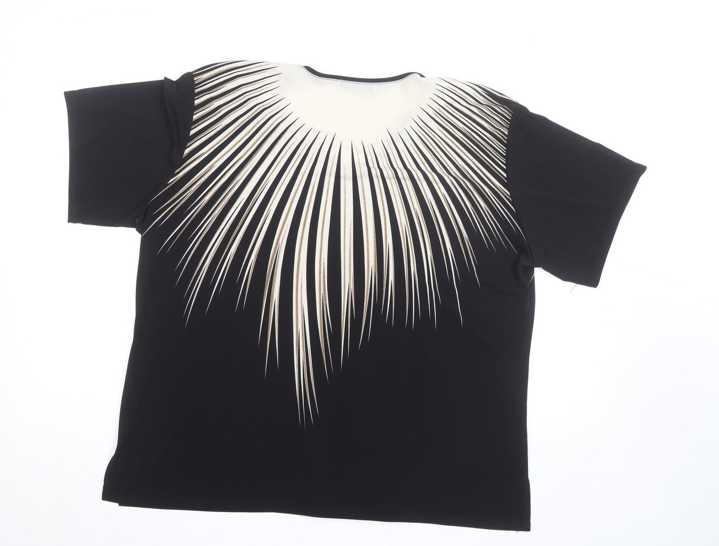 Eli & Irene Women's Black Beaded V-Neck Short Sleeve T-Shirt 2XL