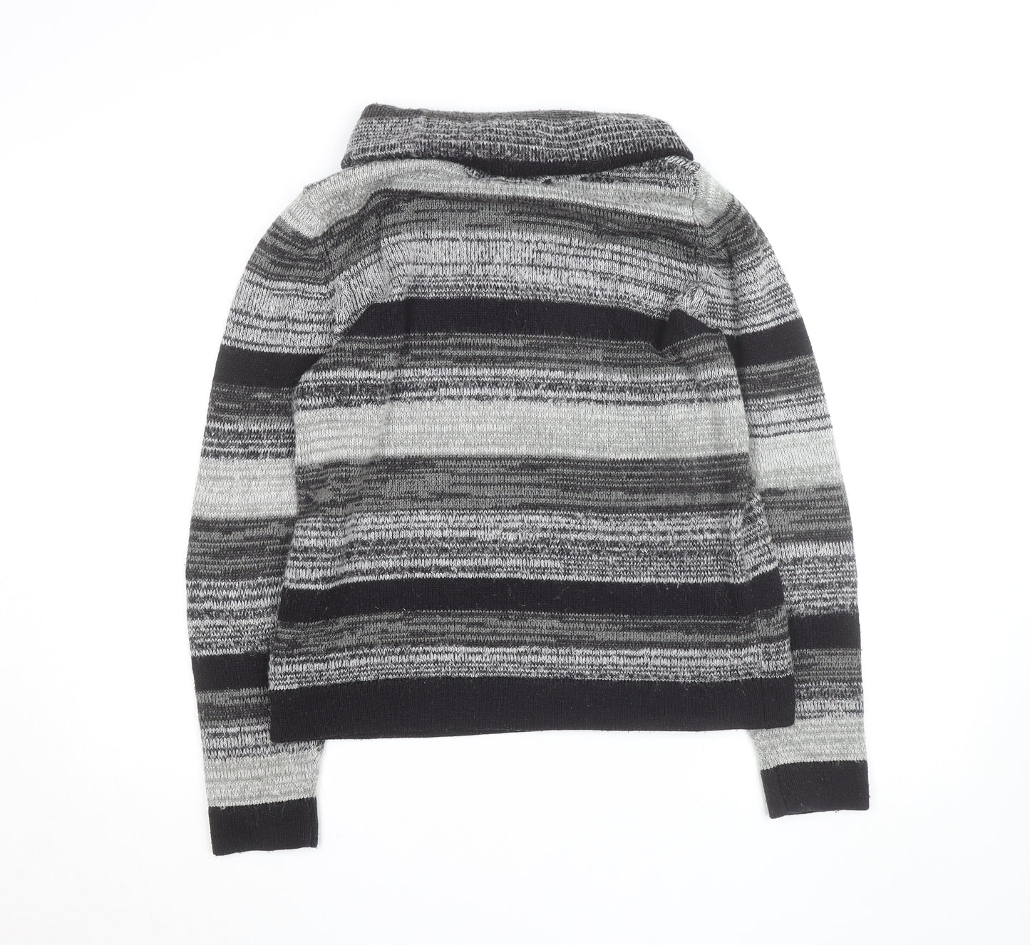 Maine New England Men's Grey Striped Roll Neck Jumper L