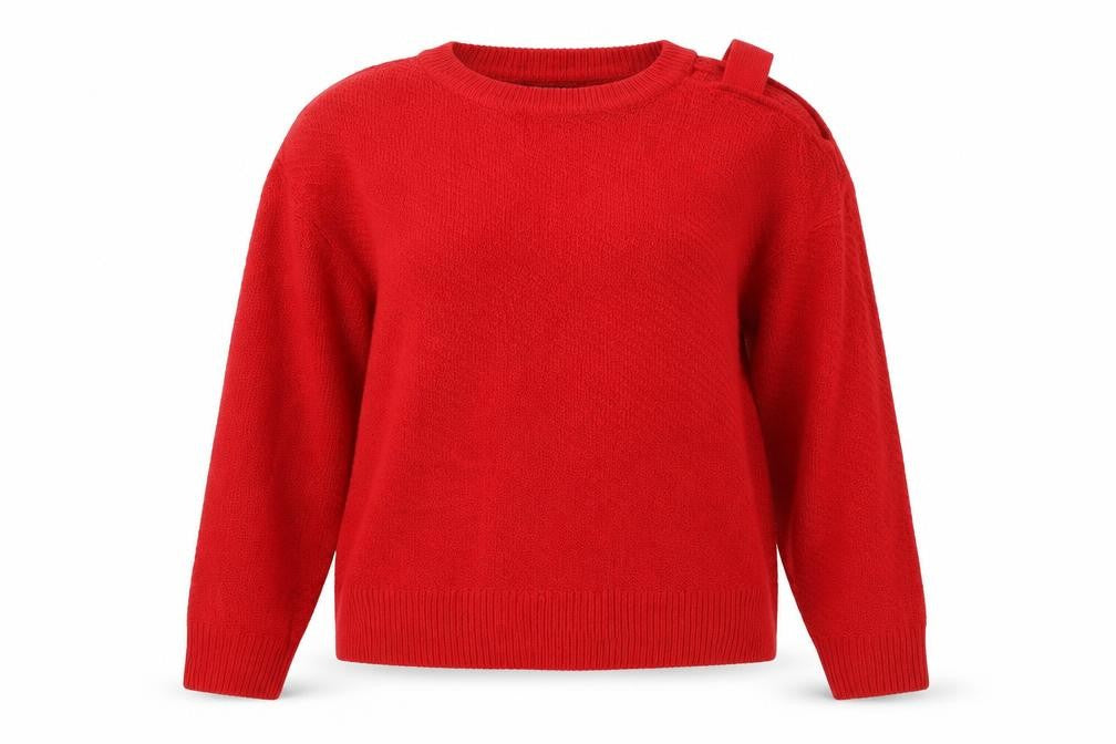 DKNY Womens Red Wool Blend Crew Neck Long Sleeve Jumper M