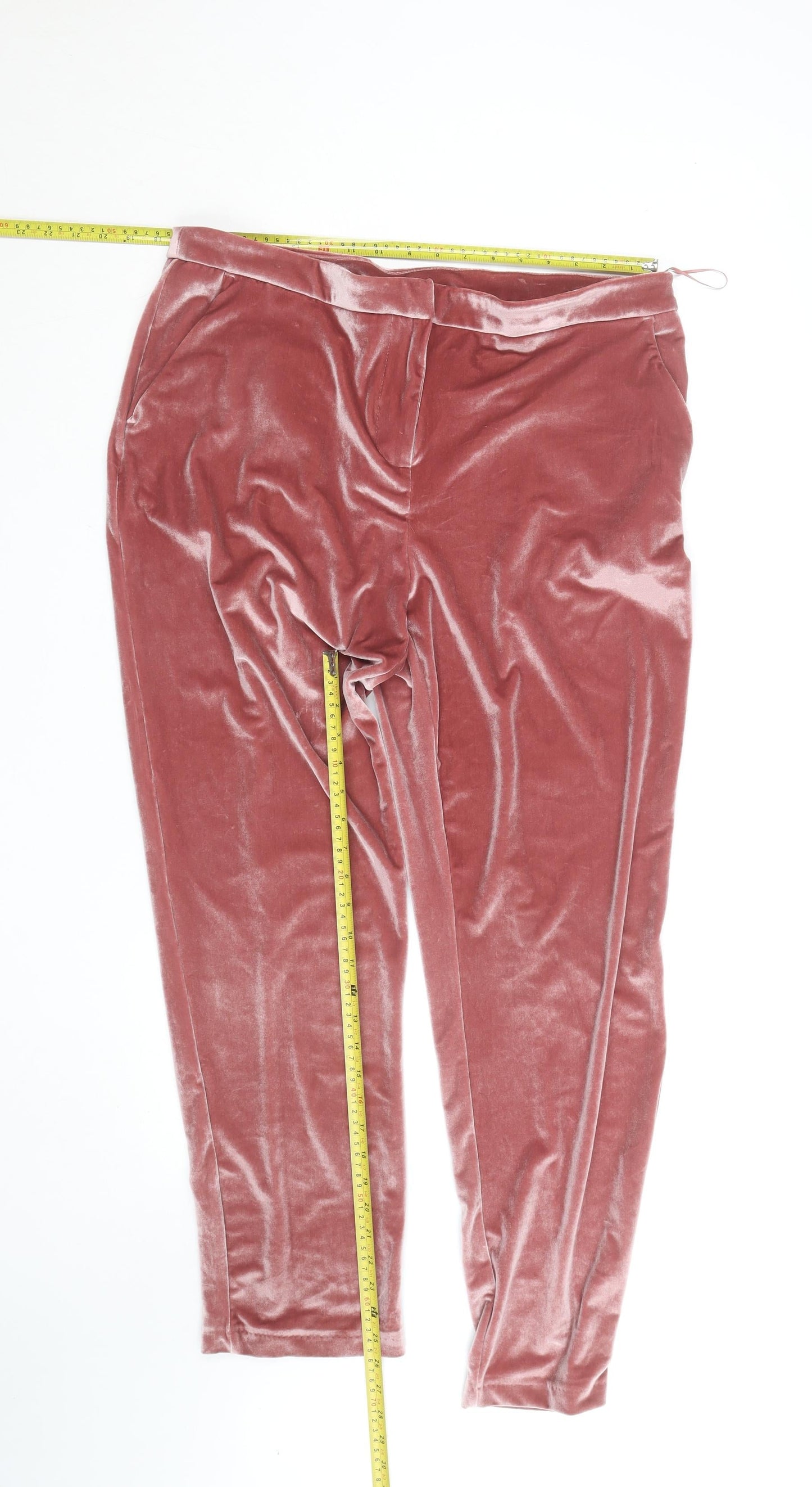 Biba Women’s Pink Velvet Stretch Trousers Size 18