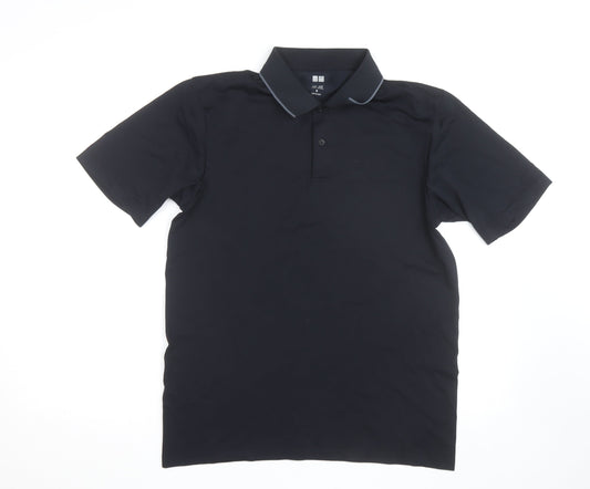 Uniqlo Men’s Black Polo Shirt M Moisture Wicking Quick Dry Top