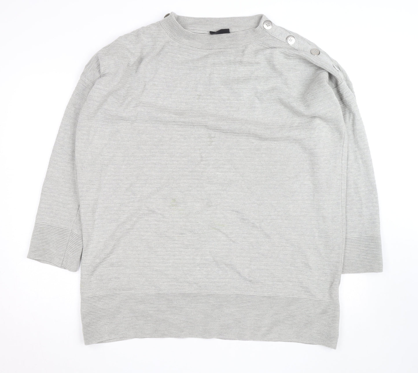 Wallis Women Grey L Lightweight Button Shoulder Knit Jumper