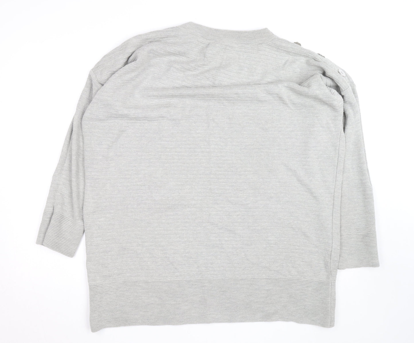 Wallis Women Grey L Lightweight Button Shoulder Knit Jumper
