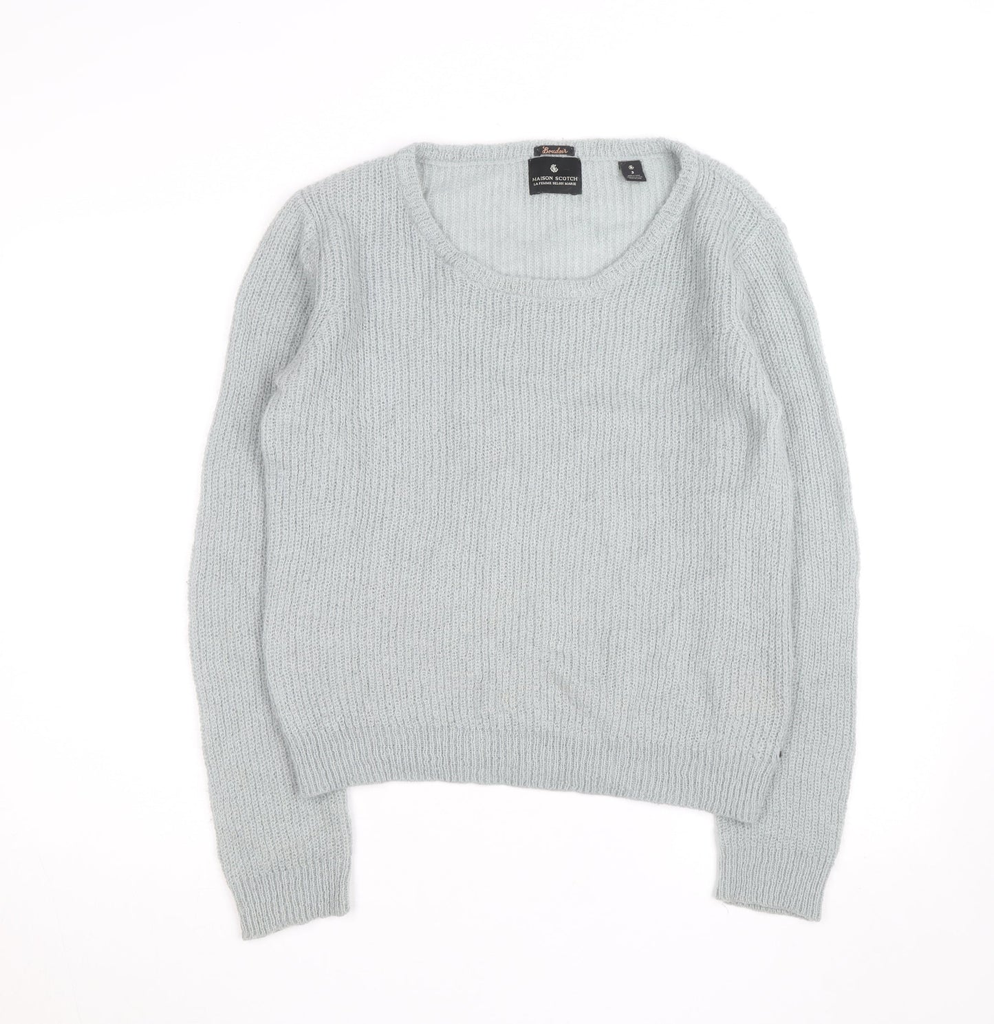 Maison Scotch Women's Grey Mohair Blend Chunky Knit Jumper Size 10