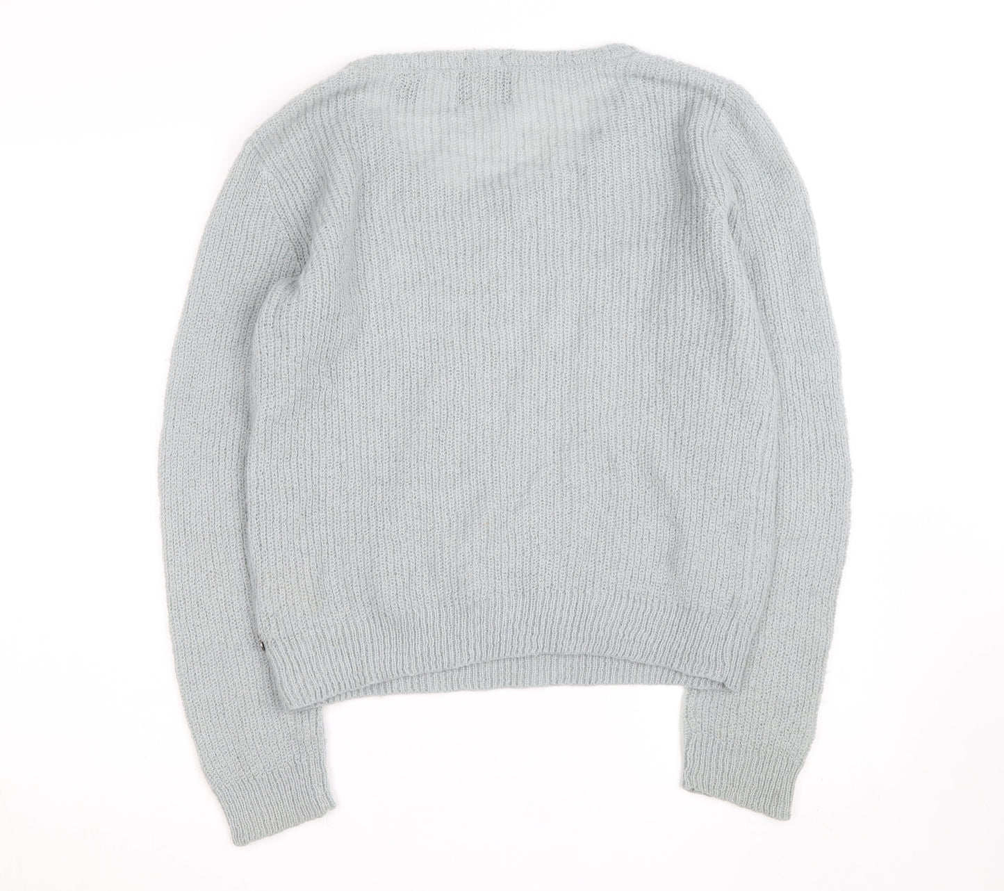Maison Scotch Women's Grey Mohair Blend Chunky Knit Jumper Size 10
