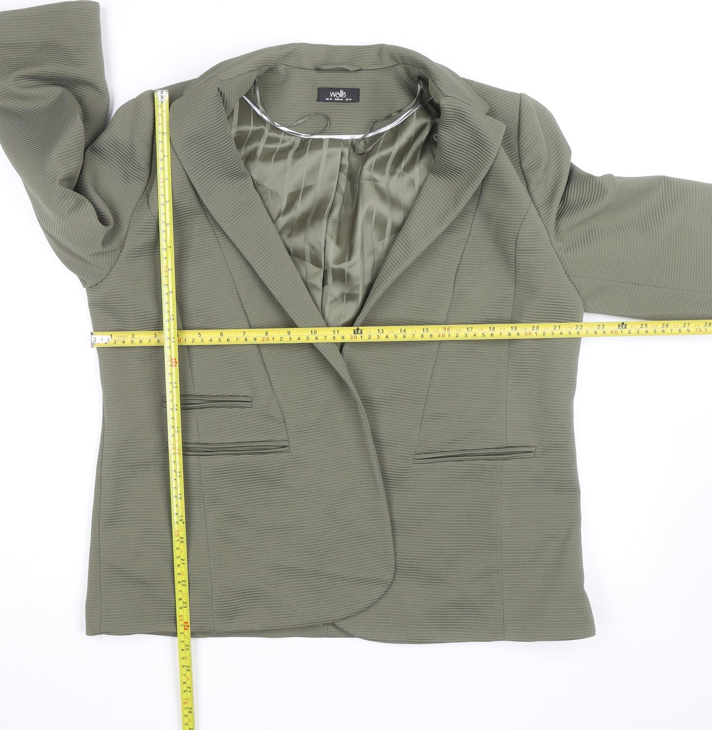 Wallis Women’s Green Blazer Jacket UK 18 Classic Lined Mid Length