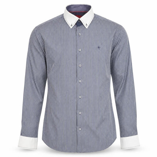 Benetti Men's Blue Striped Long Sleeve Dress Shirt L Regular Fit
