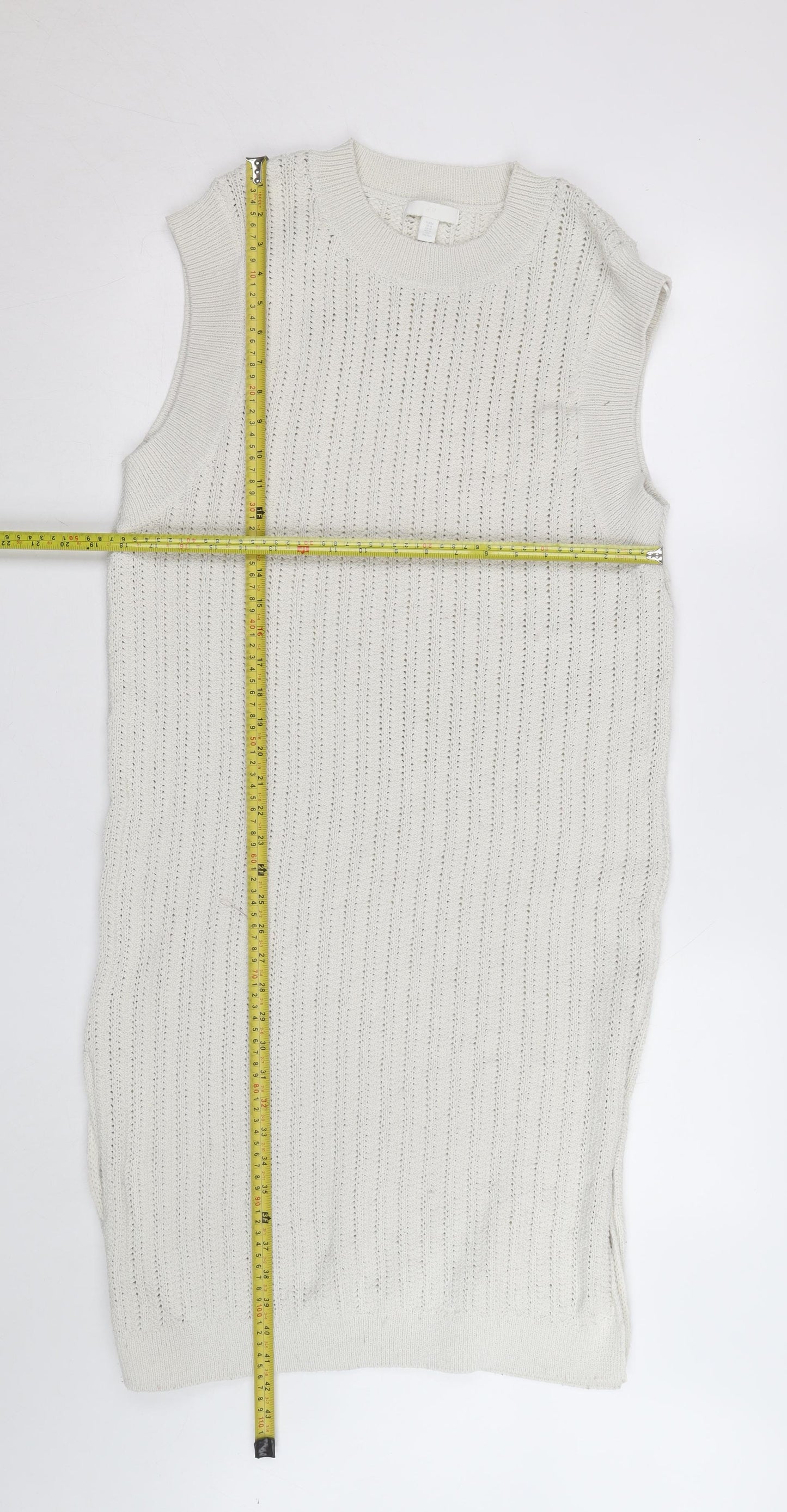 H&M Women Ivory Knit Sleeveless Tank Dress Size M