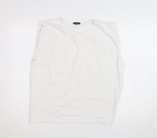 Massimo Dutti Women’s White Cotton Sleeveless Tank Top Size 12