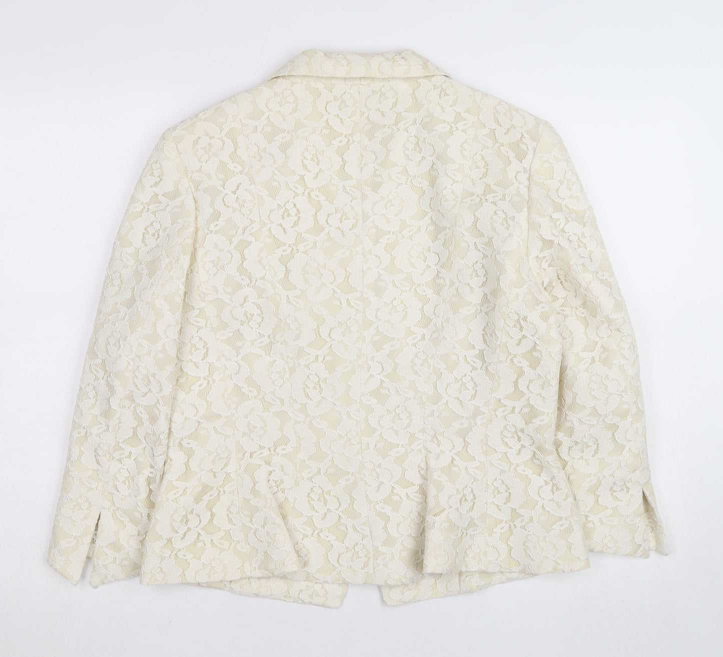 Swing Women Ivory Lace Blazer Size 14 Elegant Formal Jacket
