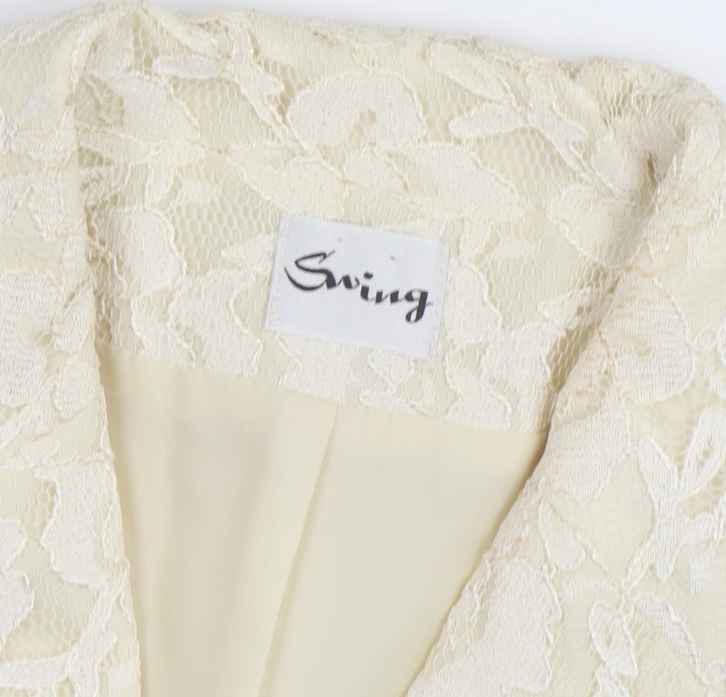 Swing Women Ivory Lace Blazer Size 14 Elegant Formal Jacket
