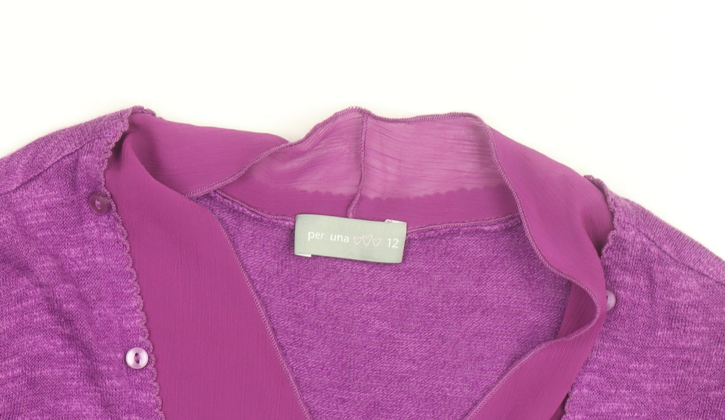 Marks and Spencer Per Una Purple Short Sleeve Wrap Blouse Size 12
