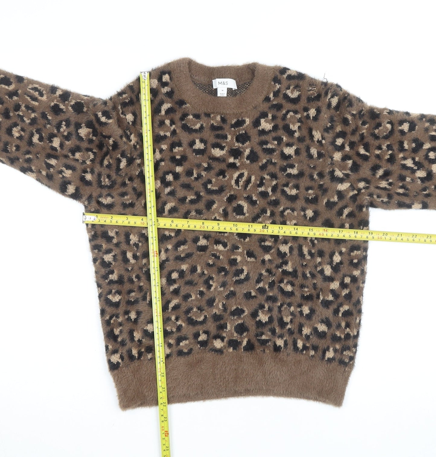 Marks and Spencer Women's Brown Leopard Knit Jumper Size M