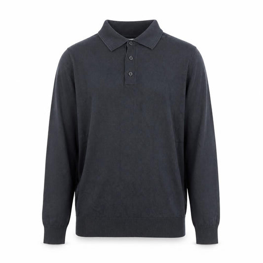 Marks & Spencer Men's Black Cotton Blend Long Sleeve Polo Shirt M