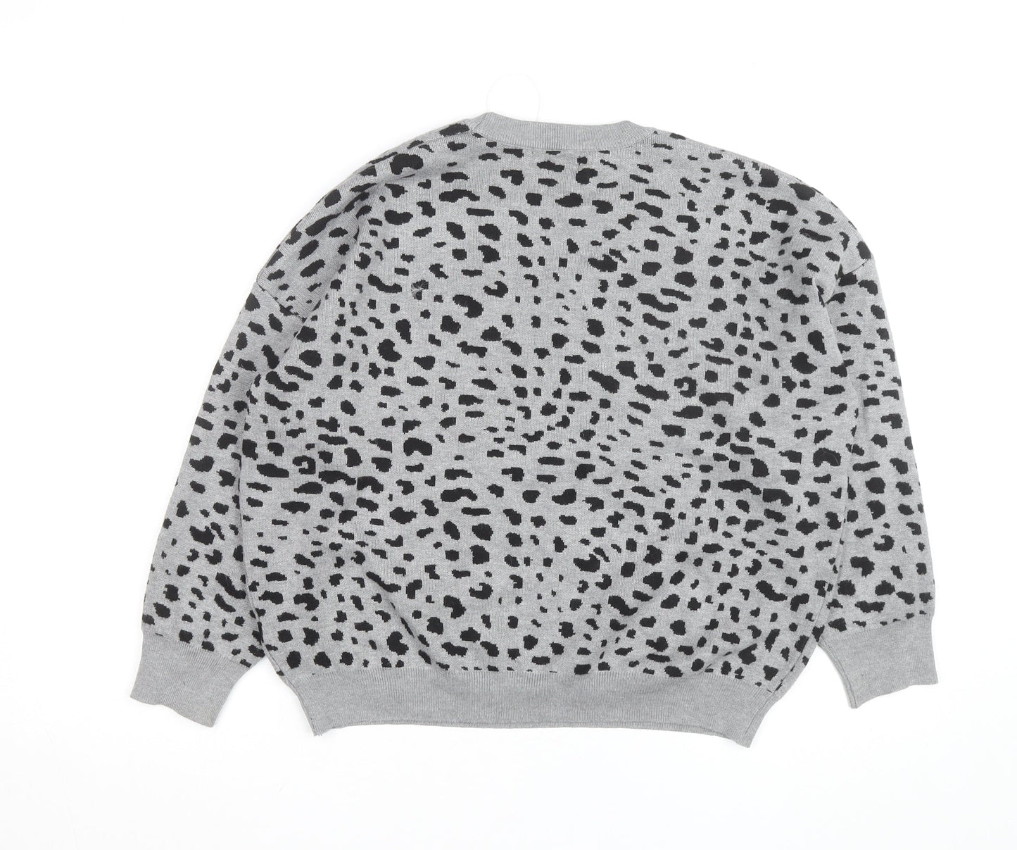 Warehouse Women’s Grey Animal Print Crew Neck Jumper Size S