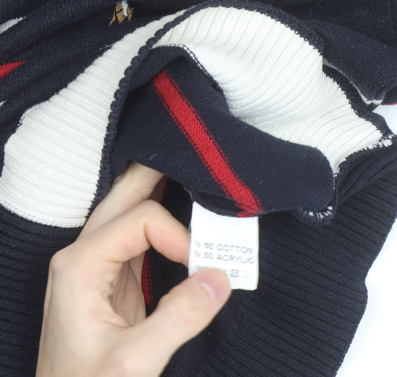 Ralph Lauren Polo Sport Men's Blue Striped Cotton Pullover Jumper L