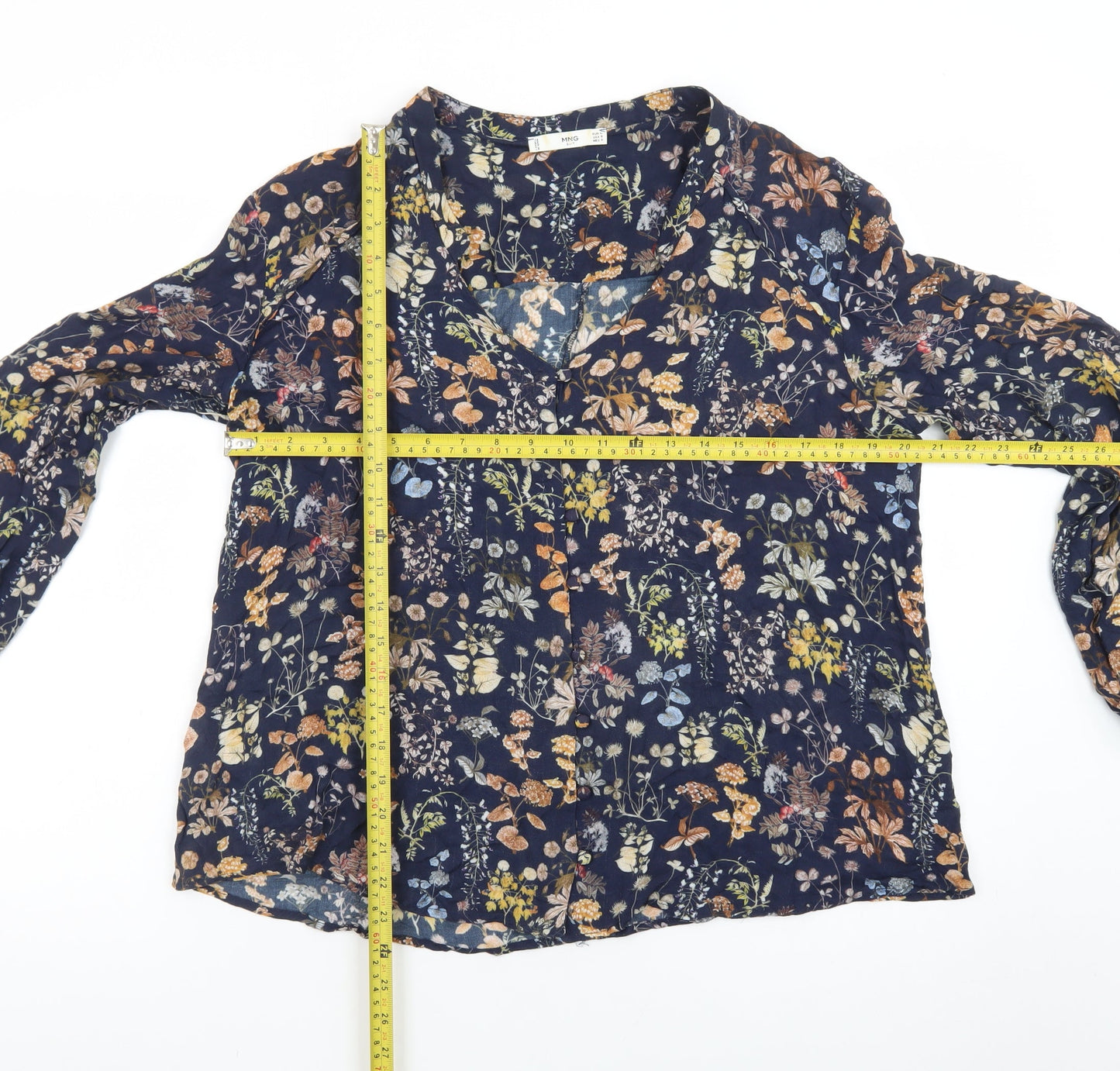 MNG Women's Multicoloured Floral Viscose Long Sleeve Tunic Blouse Size 12