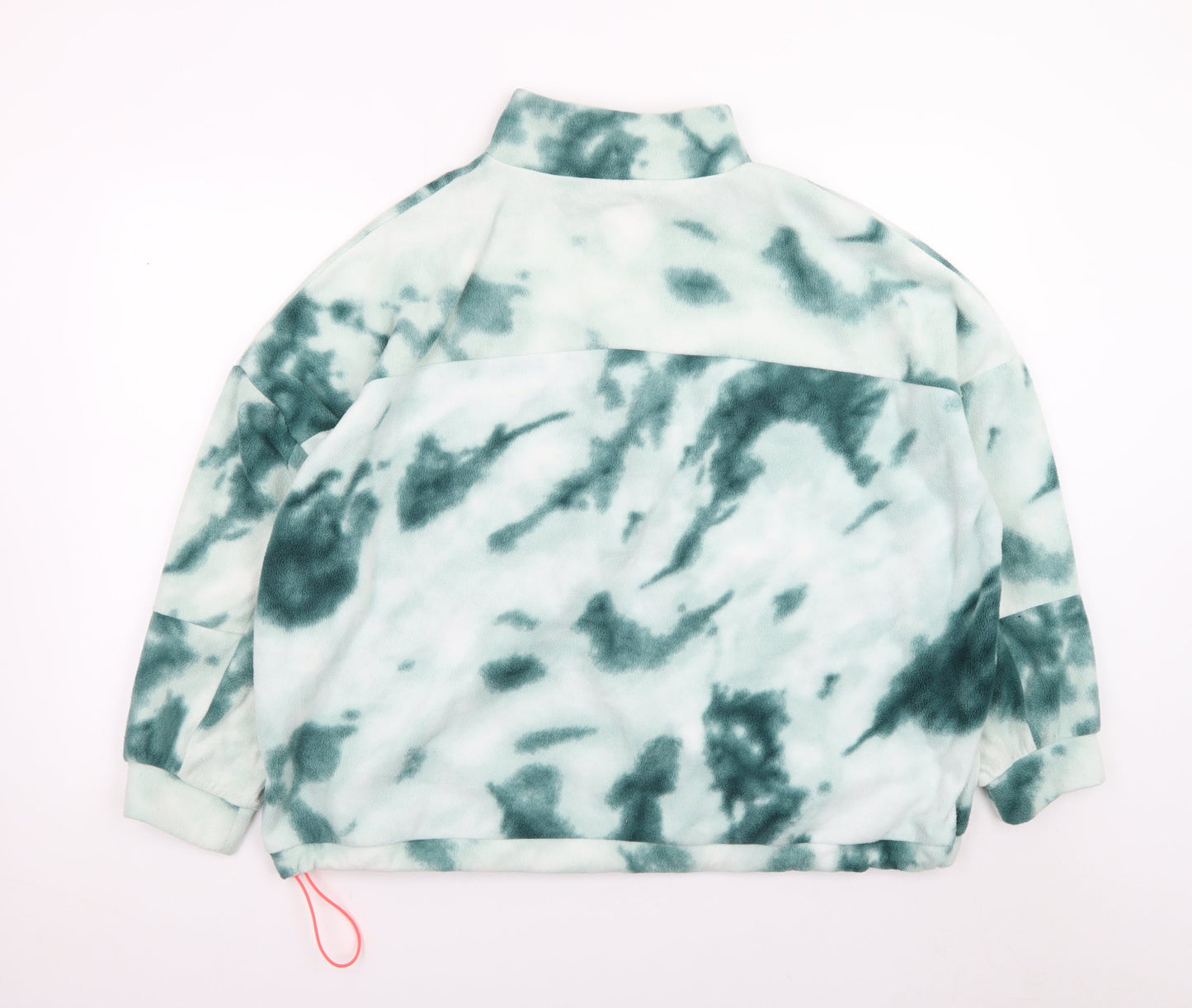Dunnes Stores Women Green Tie-Dye Fleece 1/4 Zip Sweatshirt Size L