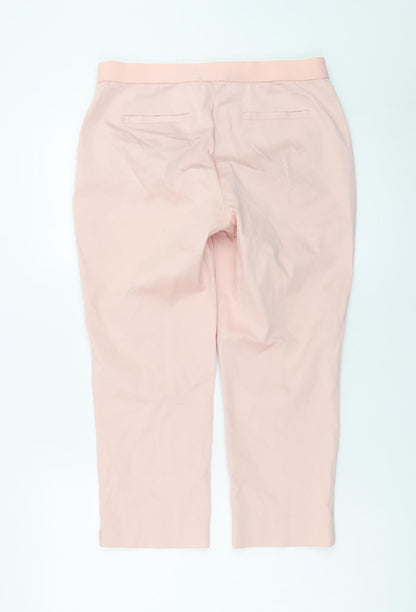 Close-up detail of Dunnes Women’s Pink Chino Trousers, size UK 10, Regular