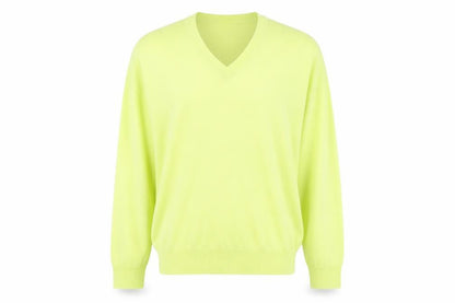 Front view of Dunnes Men Yellow V-Neck Cotton jumper Small