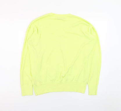 Close-up detail of Dunnes Men Yellow V-Neck Cotton jumper Small