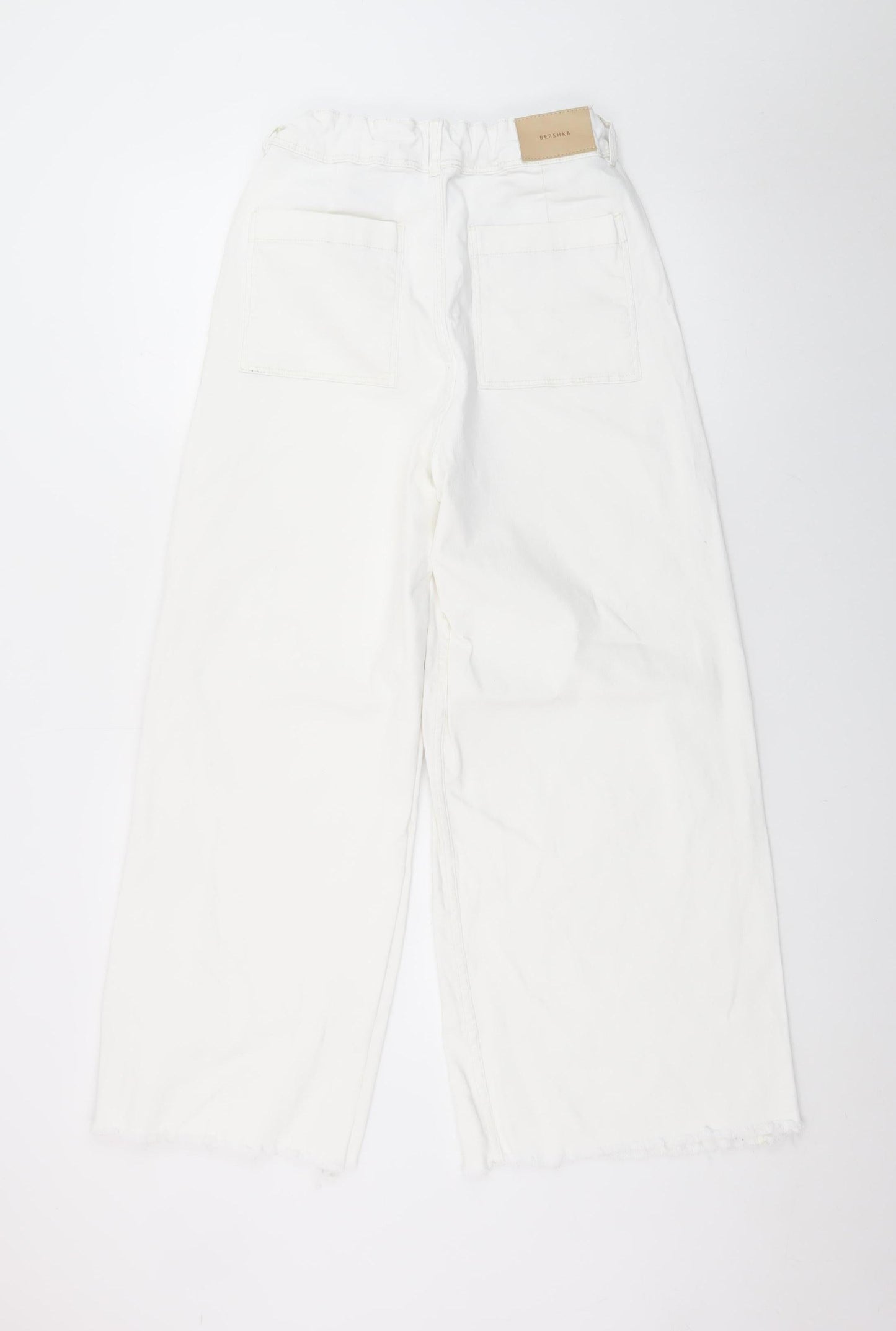 Bershka Women White Wide-Leg High Rise Jeans Size 12