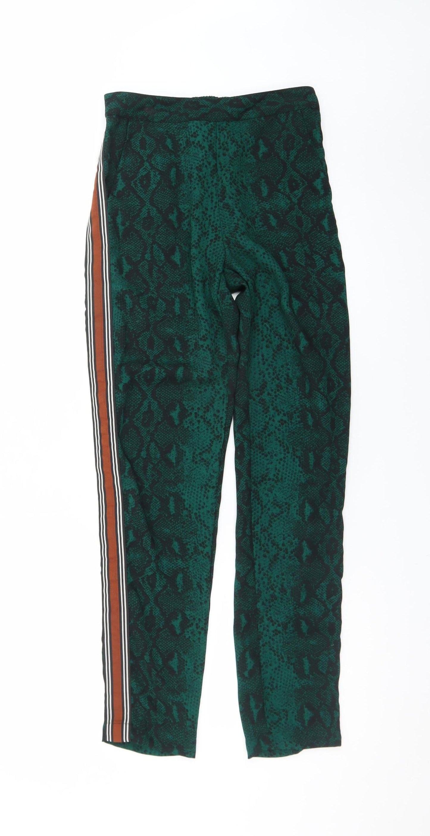 ONLY Women's Green Snake Print Jogger Trousers Size 6 Elastic Waist