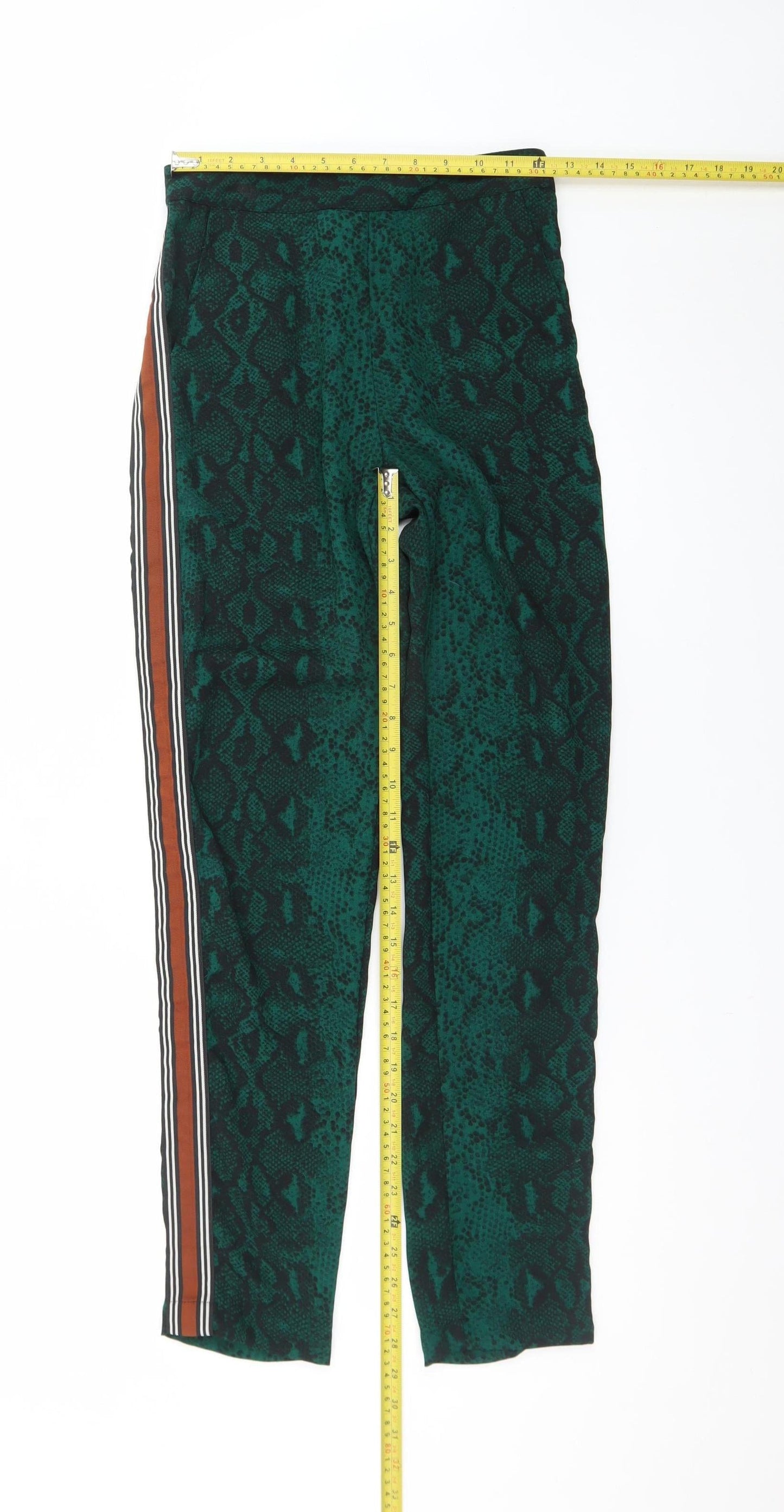 ONLY Women's Green Snake Print Jogger Trousers Size 6 Elastic Waist