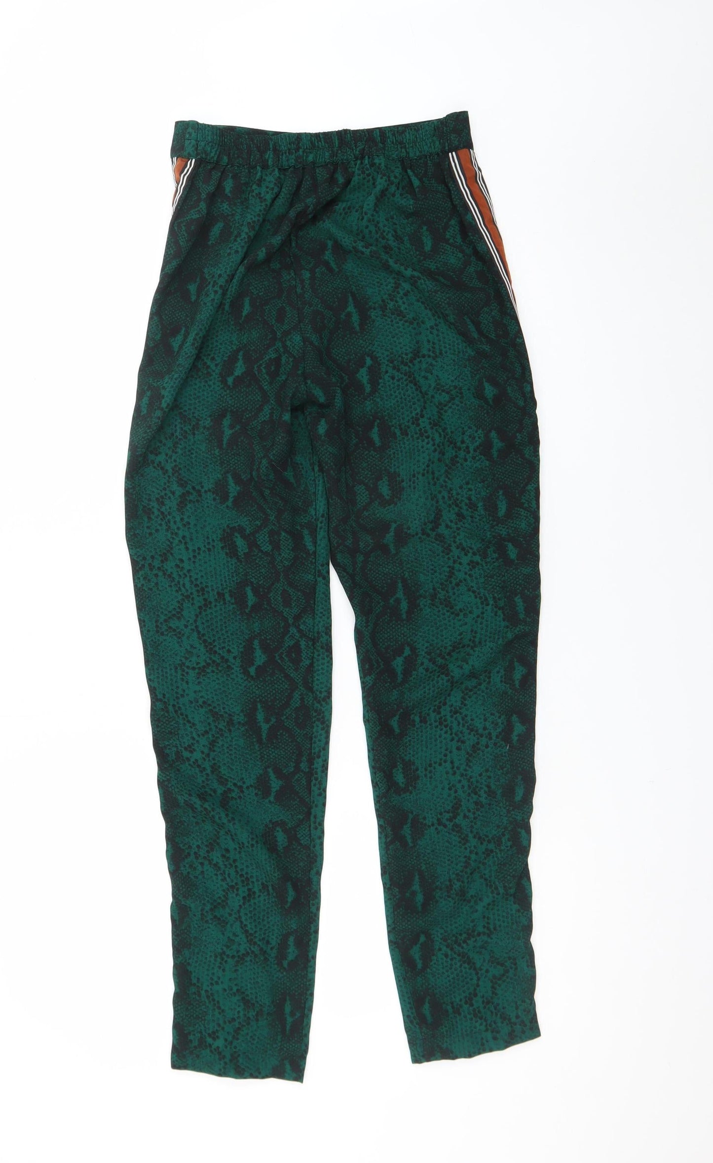 ONLY Women's Green Snake Print Jogger Trousers Size 6 Elastic Waist