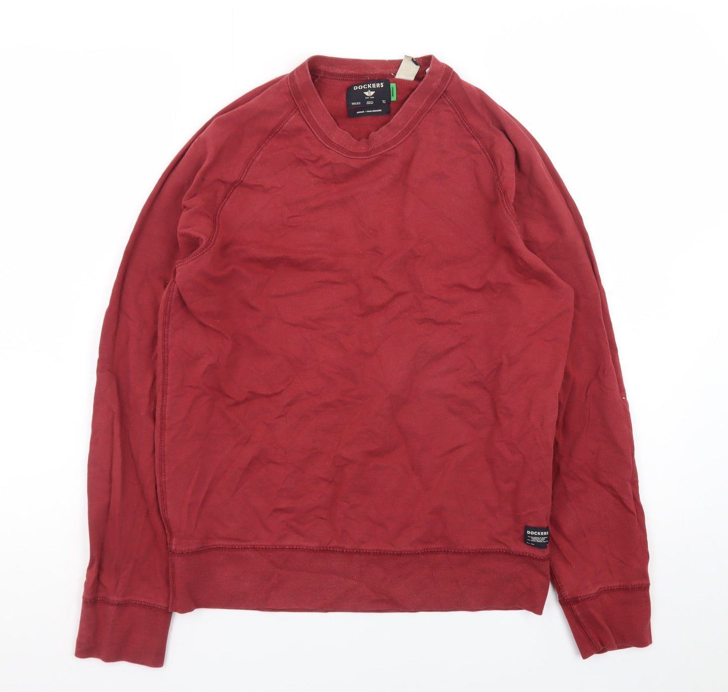 Dockers Men Red Long Sleeve Regular Fit Cotton T-Shirt Size S