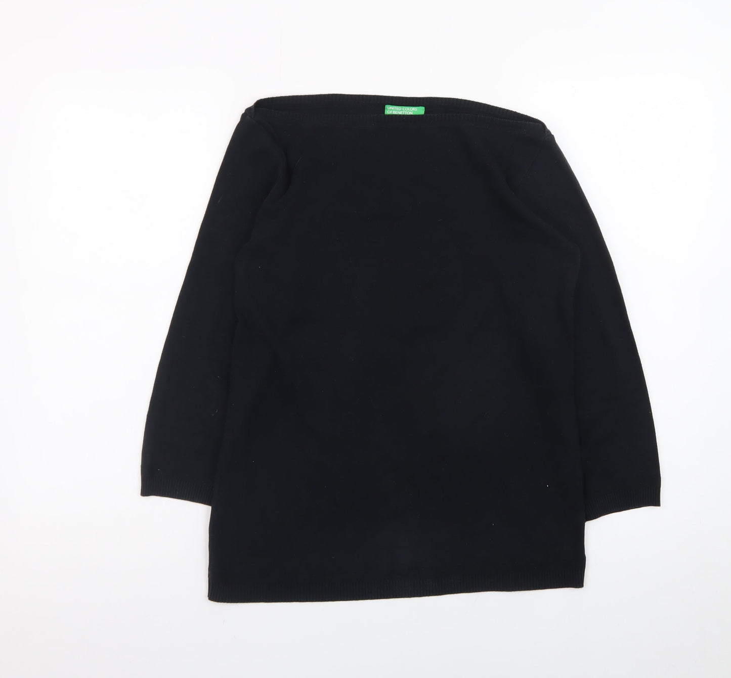 United Colors of Benetton Women’s Black Cotton Boat Neck Jumper L